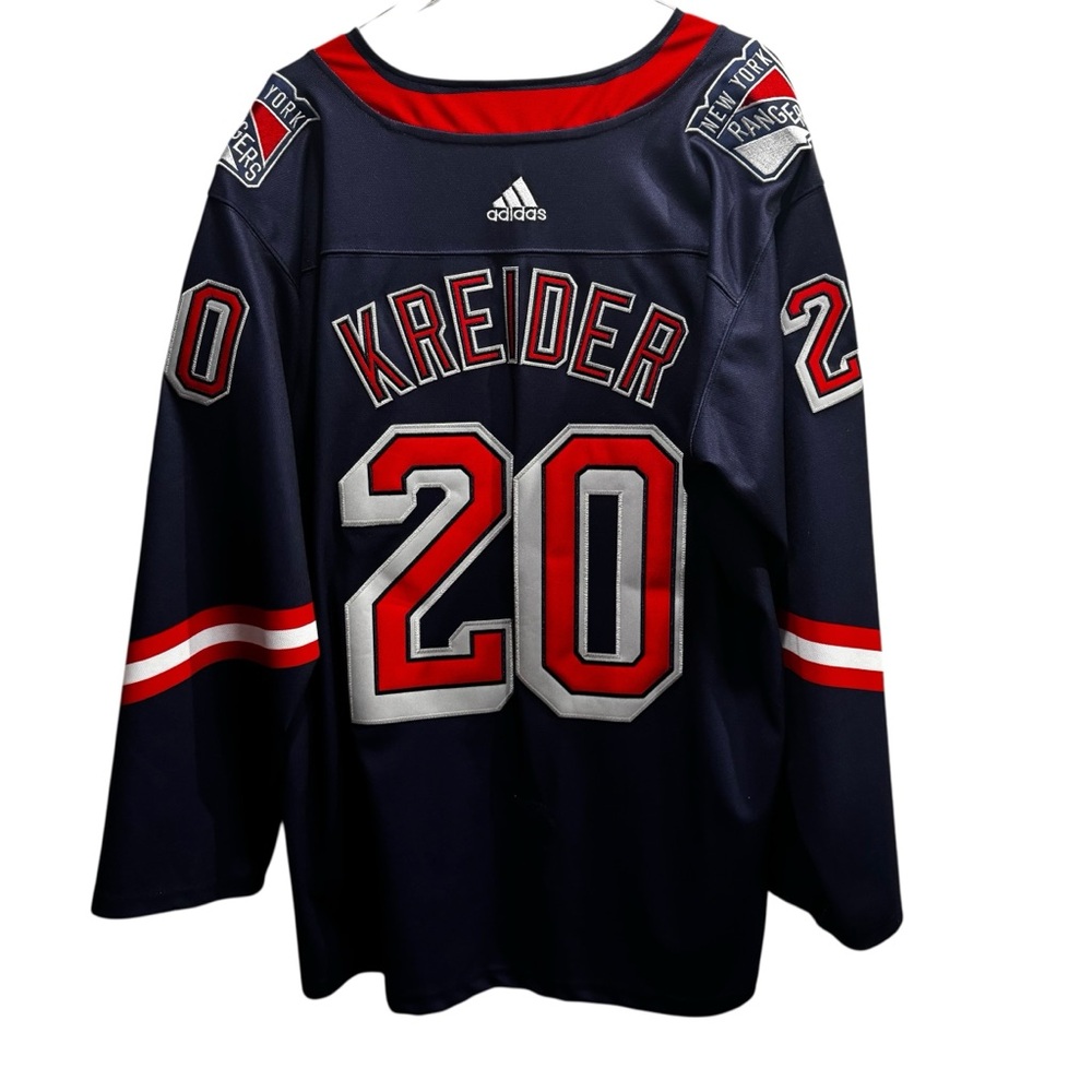 Adidas Replica NY Rangers Reverse Retro Dark Blue and Red NHL Kreider Jersey - Picture 2 of 7